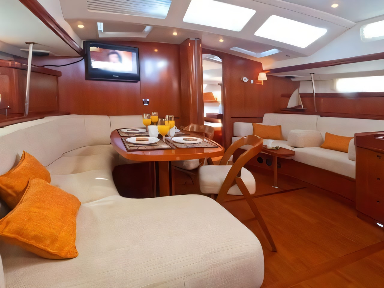 Layout of Beneteau 57 sail boat with 4 cabins Croatia yacht charter