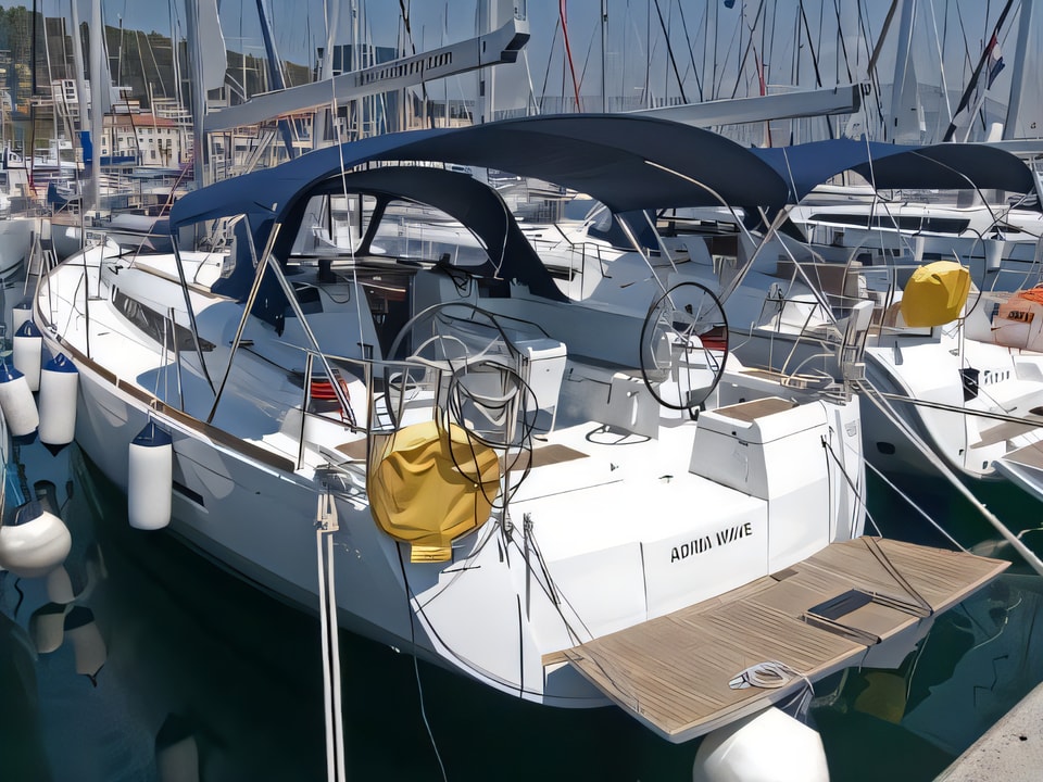 Exterior overview of Sun Odyssey 449 sail boat for charter from Split ACI Marina in the Split sailing area Croatia