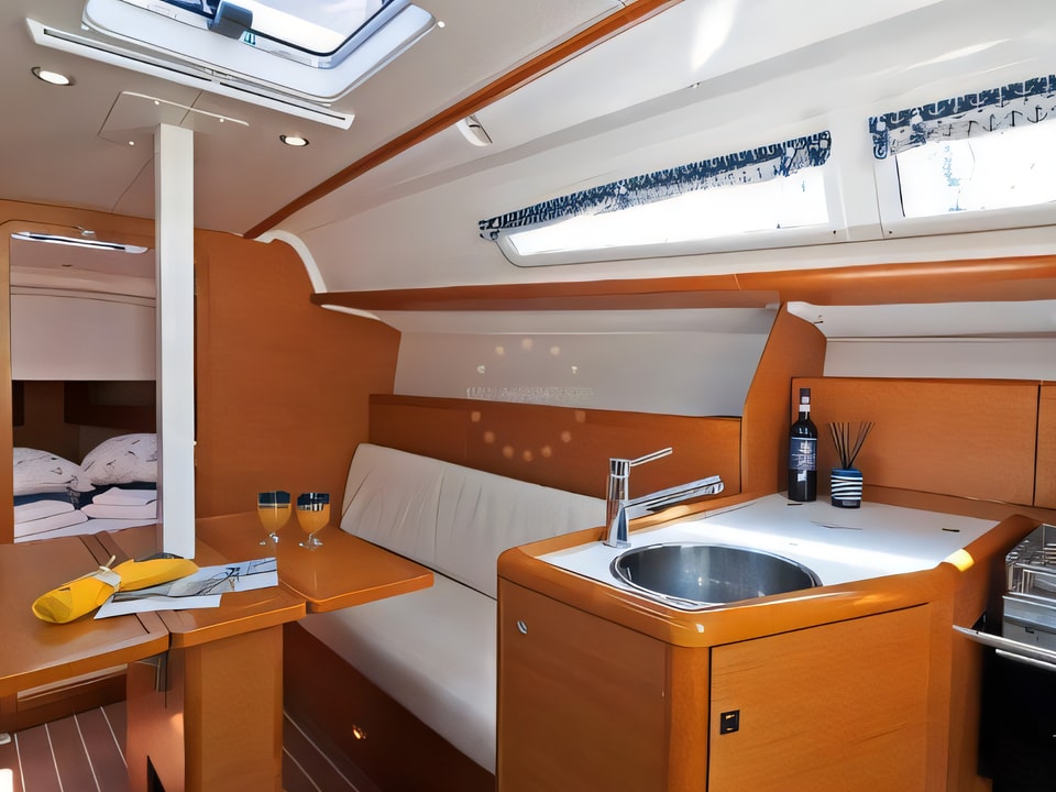 Interior of Sun Odyssey 33i sail boat with 2 cabins Croatia yacht charter