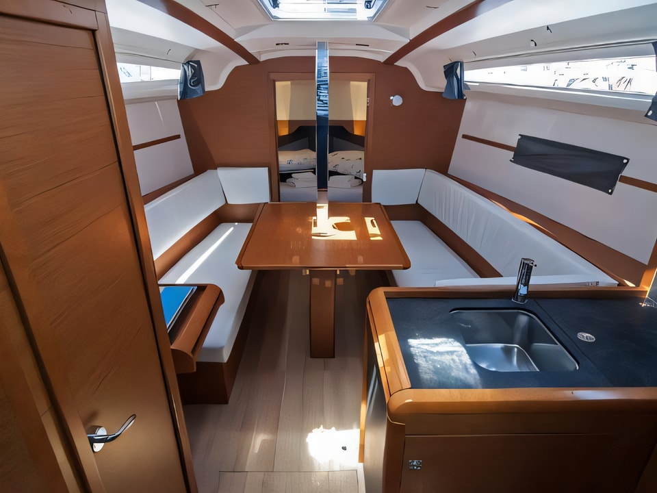 Interior of Sun Odyssey 349 sail boat with 3 cabins Croatia yacht charter
