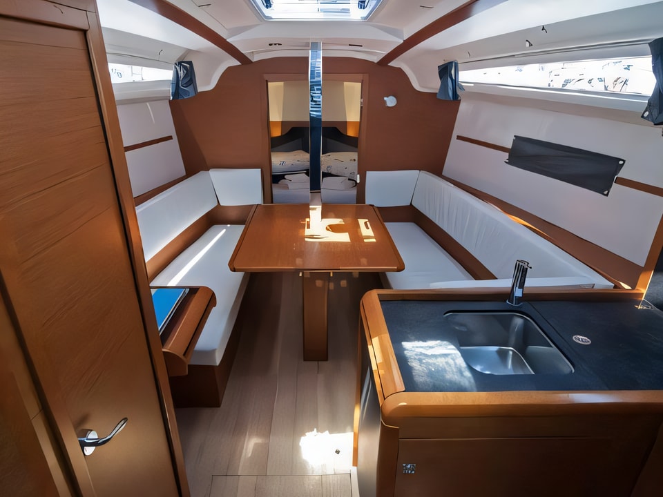 Interior of Sun Odyssey 349 sail boat with 3 cabins Croatia yacht charter