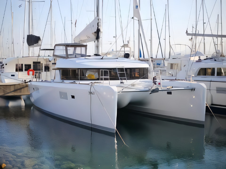 Exterior overview of Lagoon 39 catamaran for charter from Sukosan Marina Dalmacija in the Zadar sailing area Croatia