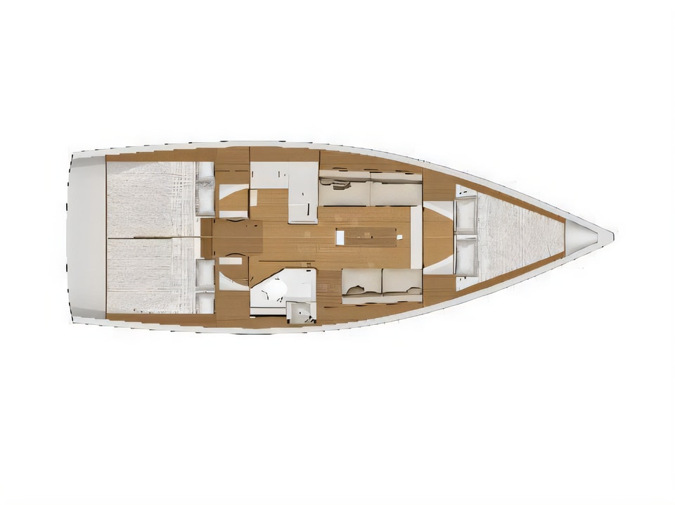 Layout of Dufour 360 GL '18 sail boat with 3 cabins Croatia yacht charter