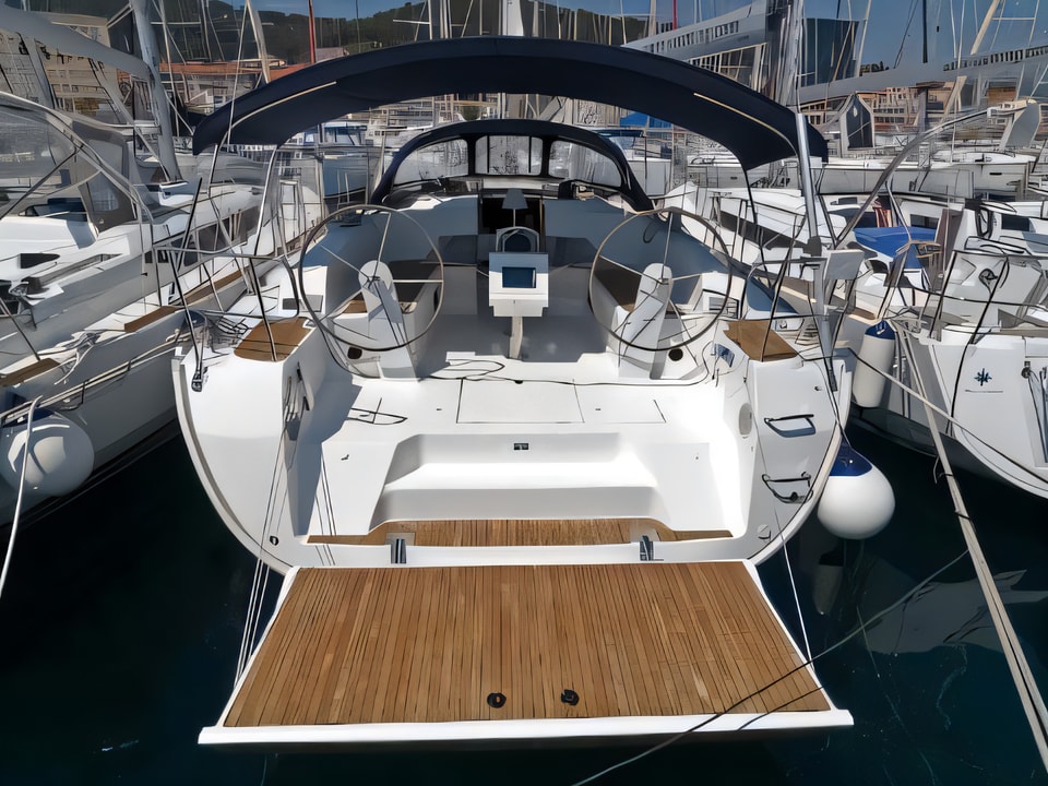 Exterior overview of Bavaria Cruiser 46 sail boat for charter from Split ACI Marina in the Split sailing area Croatia