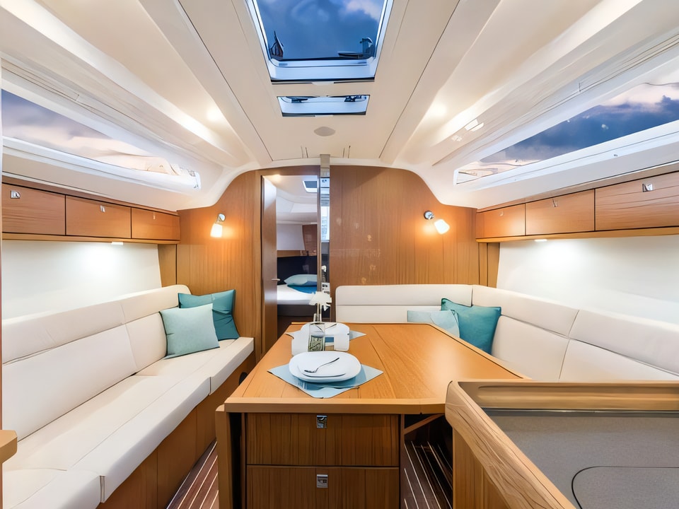 Interior of Bavaria Cruiser 37 sail boat with 3 cabins Croatia yacht charter