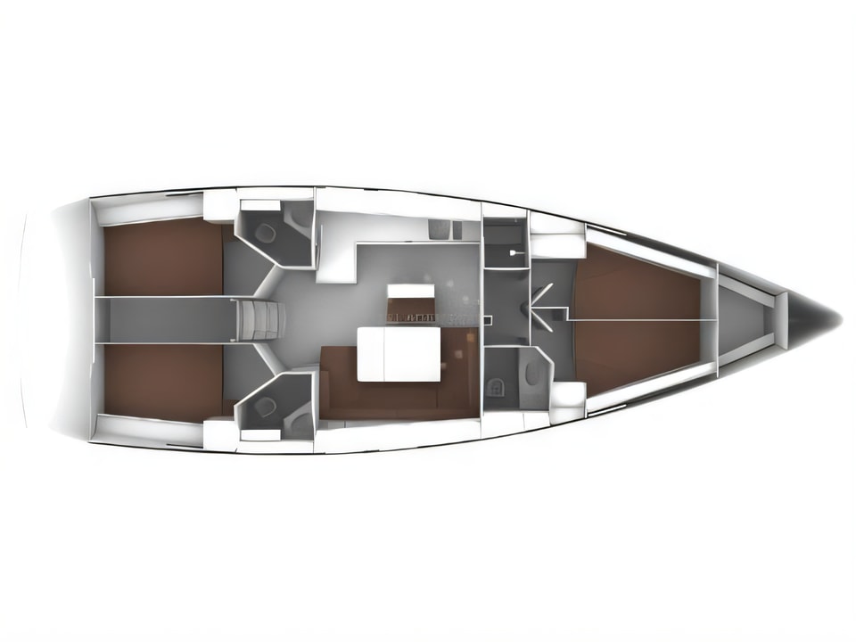 Layout of Bavaria Cruiser 46 sail boat with 4 cabins Croatia yacht charter