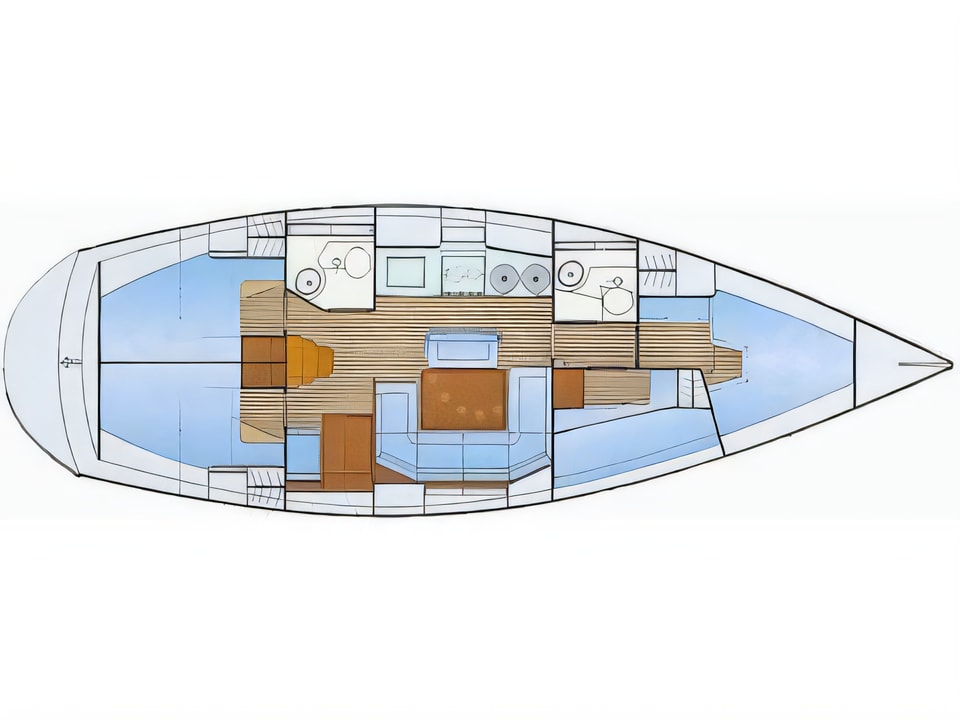 Layout of Bavaria 44 sail boat with 4 cabins Croatia yacht charter