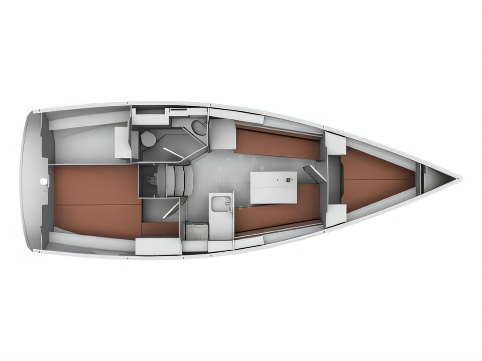 Bavaria 32 yacht layout 2 cabins Croatia charter