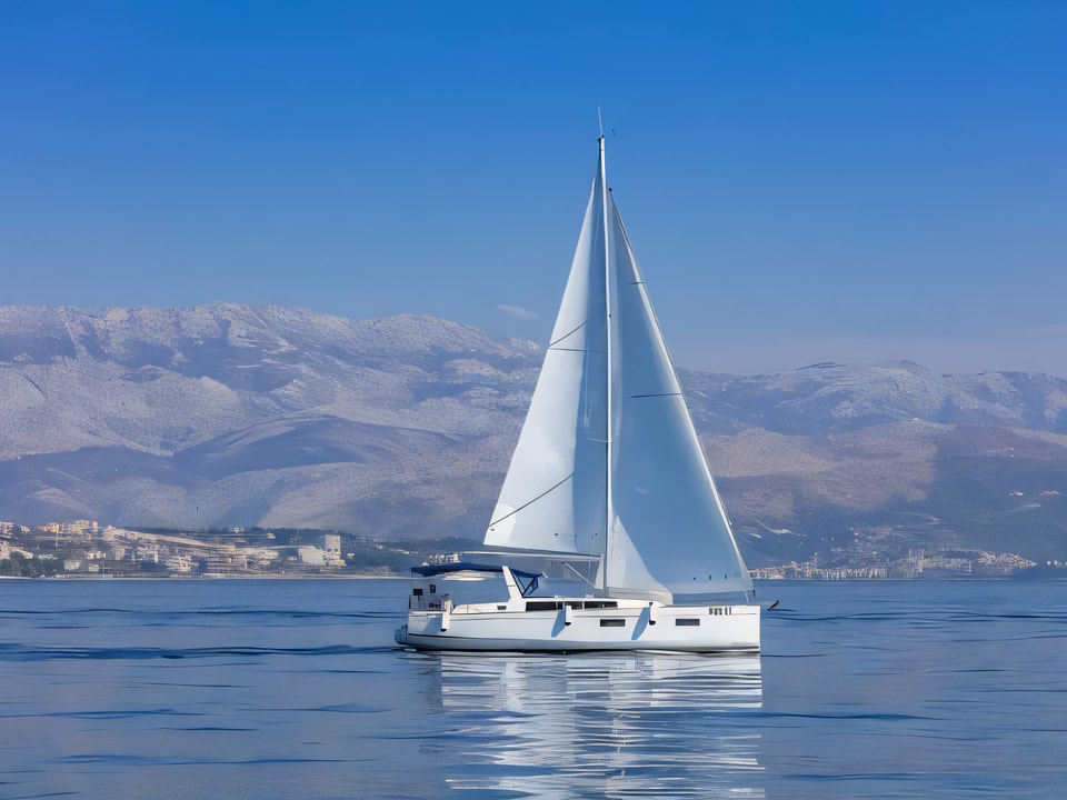 Exterior overview of Beneteau Oceanis 38.1 sail boat for charter from Split ACI Marina in the Split sailing area Croatia