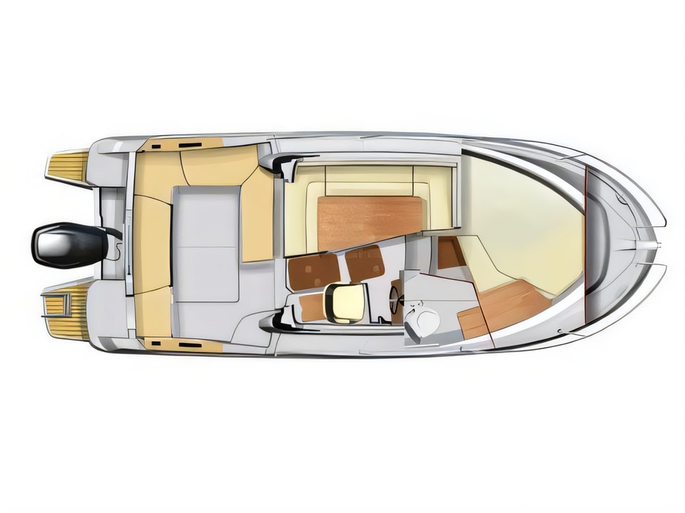 Layout of Beneteau Antares 7.80 sail boat with 1 cabins Croatia yacht charter