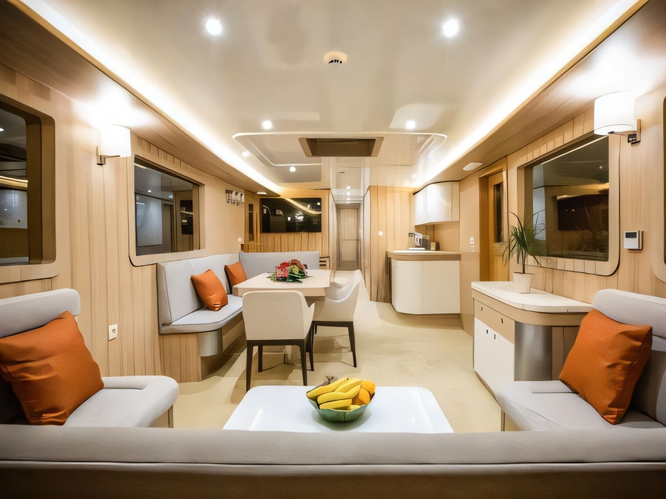 Interior of Sibari gulet or cruiser with 4 cabins Croatia yacht charter