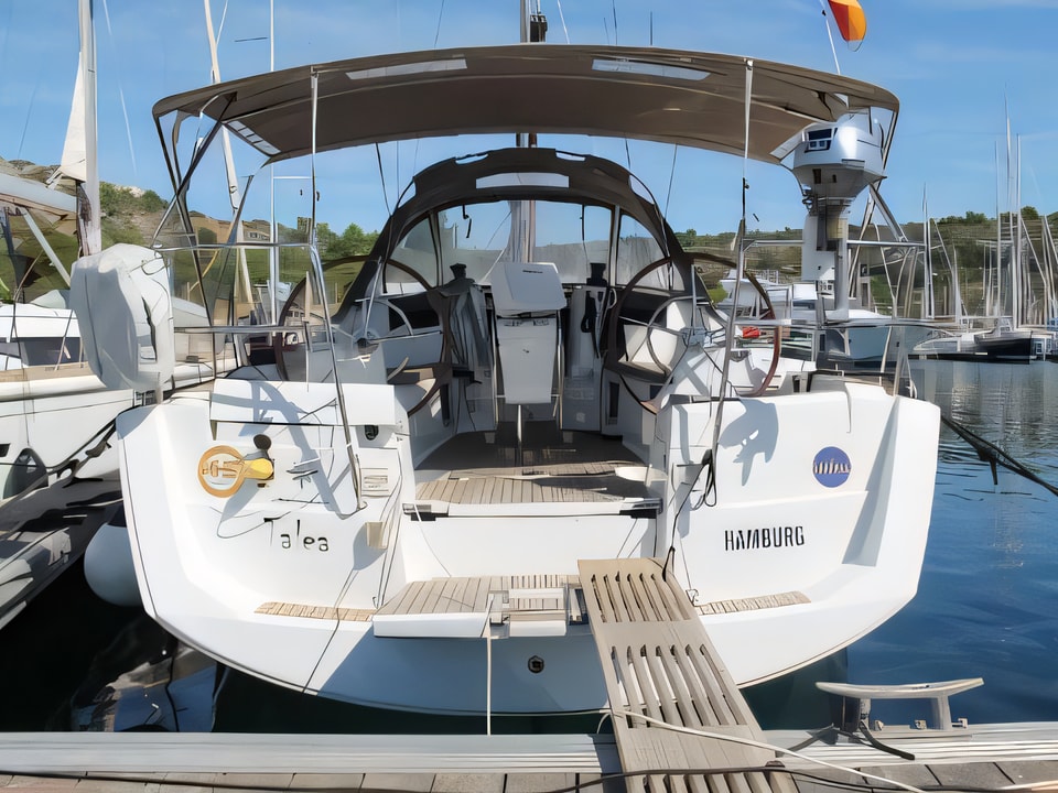 Exterior overview of Sun Odyssey 379 (3cab) sail boat for charter from Primosten Marina Kremik in the Kornati sailing area Croatia