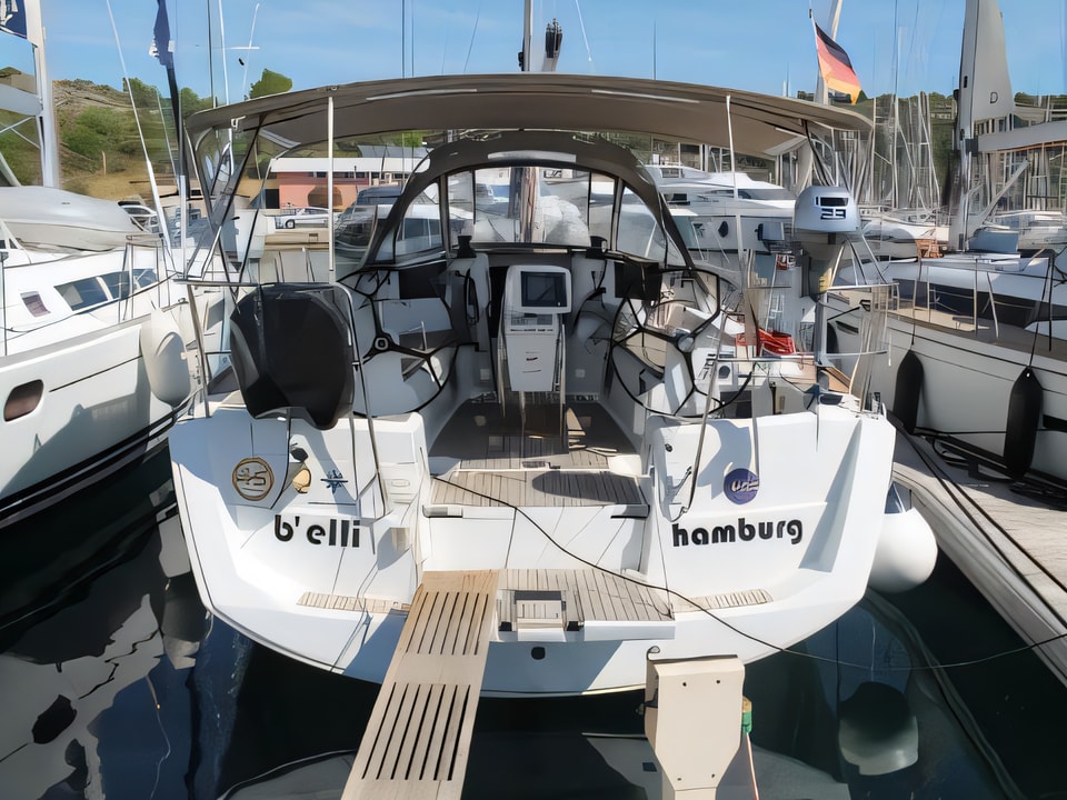 Exterior overview of Sun Odyssey 379 (2cab) sail boat for charter from Primosten Marina Kremik in the Split sailing area Croatia