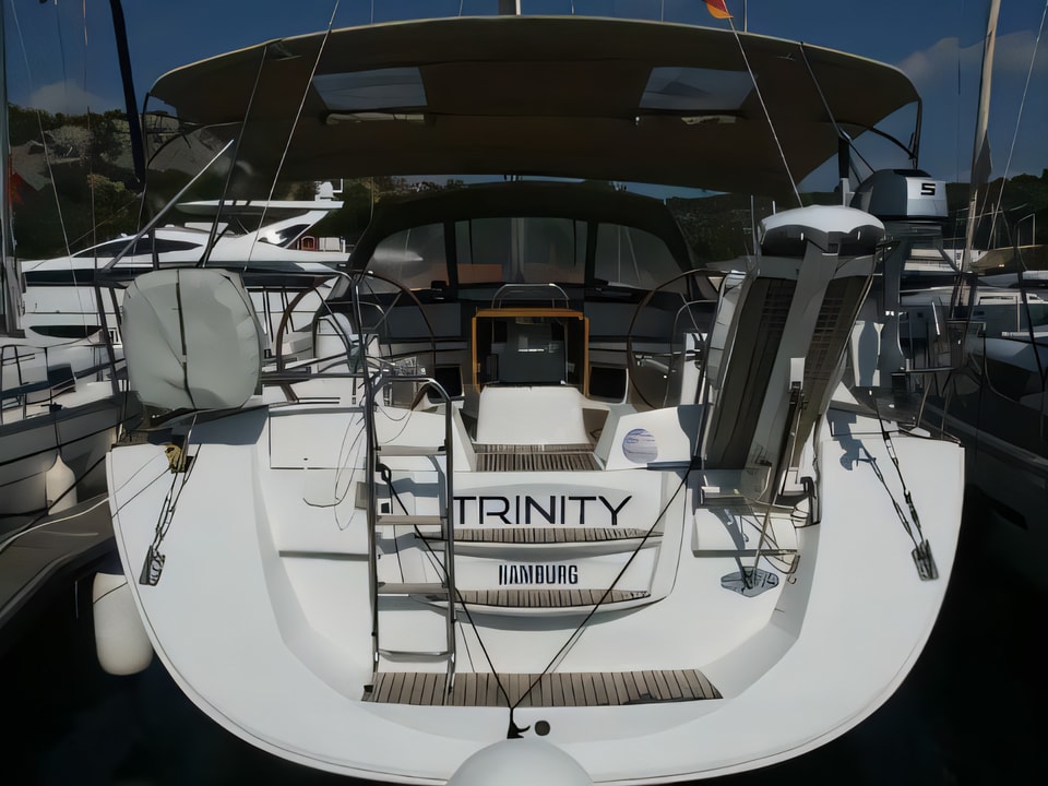 Exterior overview of Jeanneau 53 (4cab) sail boat for charter from Vodice ACI Marina in the Sibenik sailing area Croatia