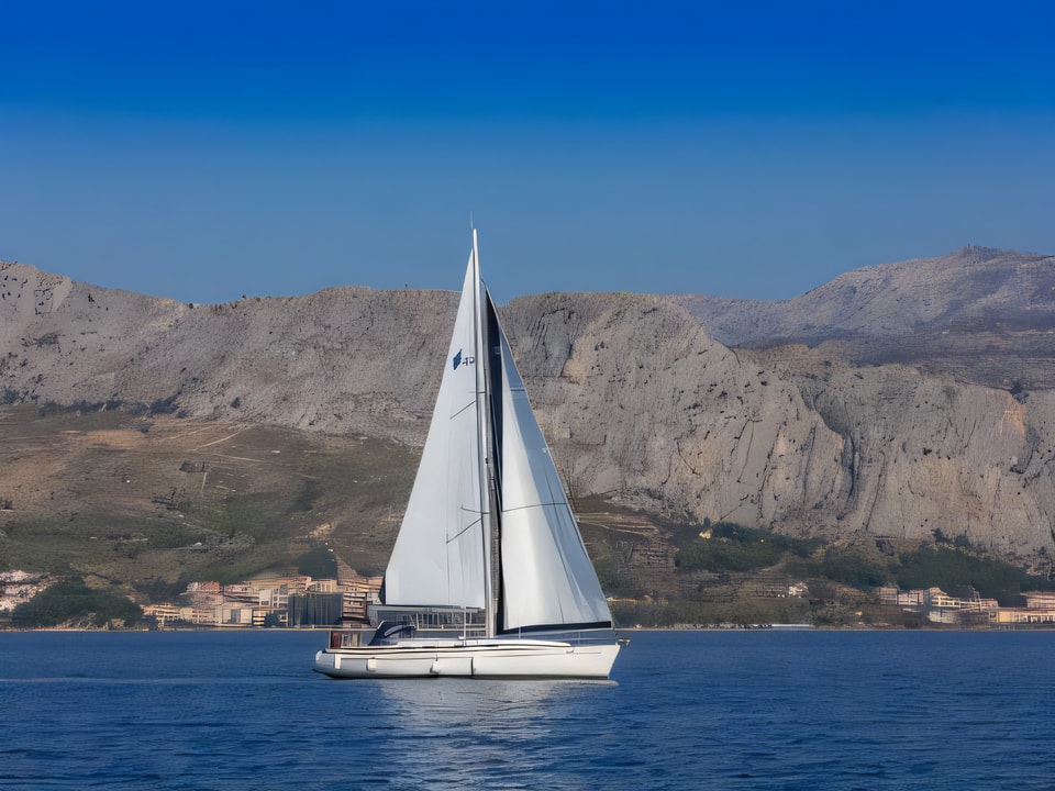 Exterior overview of Bavaria 49 sail boat for charter from Split ACI Marina in the Split sailing area Croatia