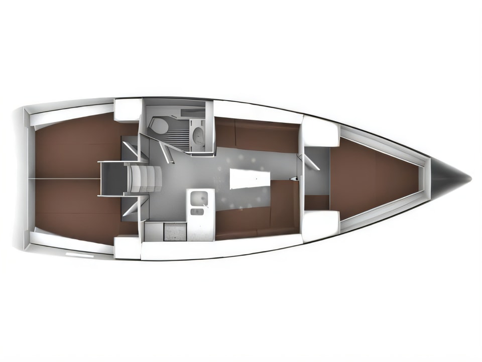 Layout of Bavaria 37 Cruiser sail boat with 3 cabins Croatia yacht charter