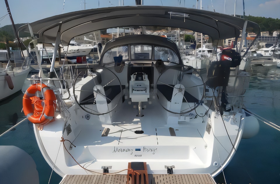 Exterior overview of Bavaria 41 Cruiser sail boat for charter from Split ACI Marina in the Split sailing area Croatia