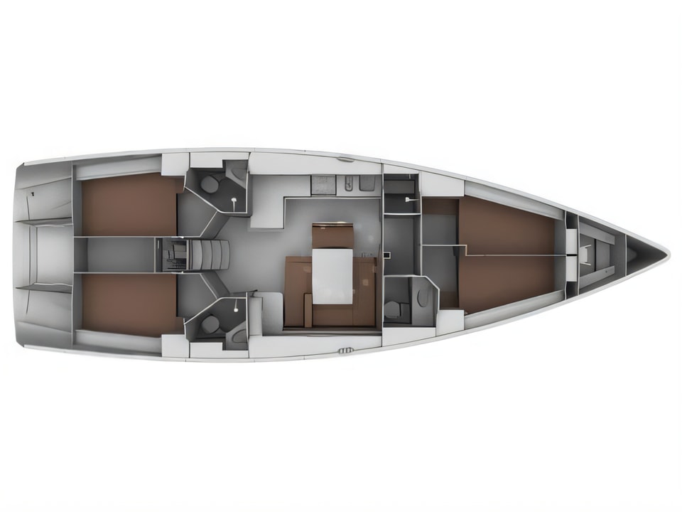Layout of Bavaria 45 Cruiser sail boat with 4 cabins Croatia yacht charter