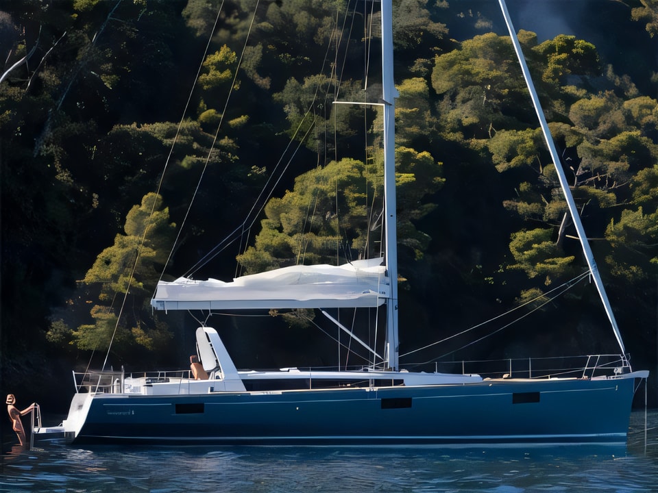 Exterior overview of Oceanis 48 sail boat for charter from SCT Marina Trogir in the Split sailing area Croatia