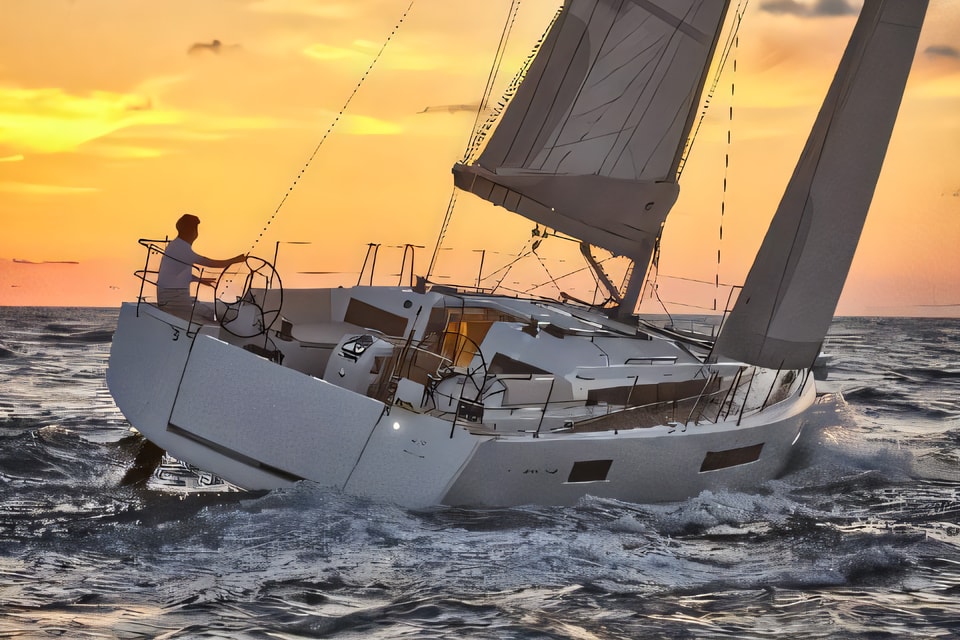 Exterior overview of Sun Odyssey 440 / 3cab. sail boat for charter from Pula Tehnomont Marina Veruda in the Istria / Kvarner sailing area Croatia