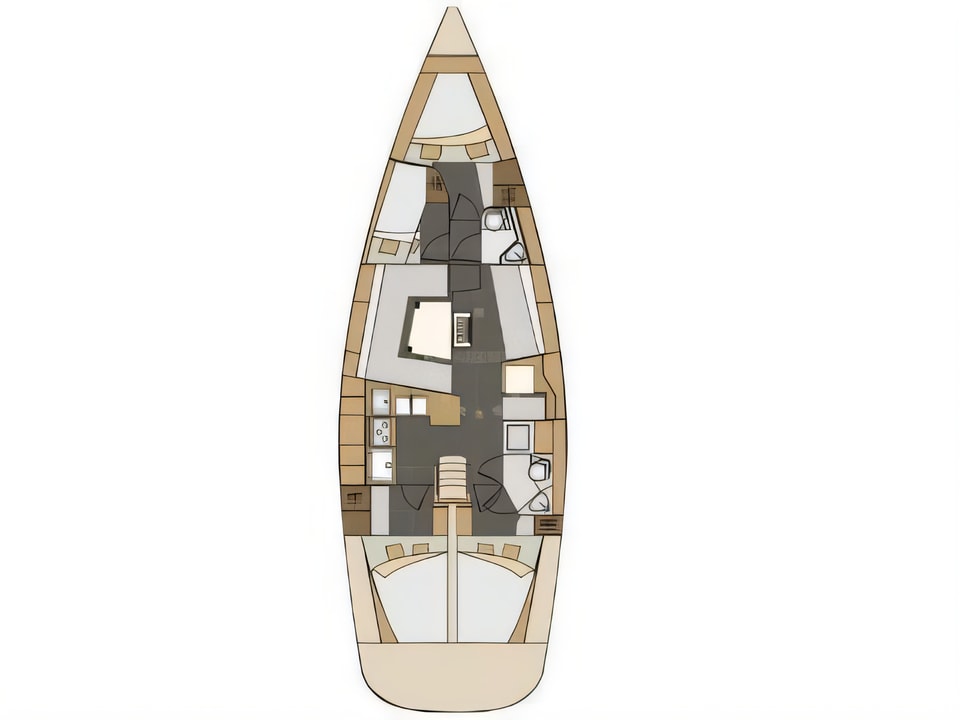 Layout of Elan 45 Impression sail boat with 4 cabins Croatia yacht charter