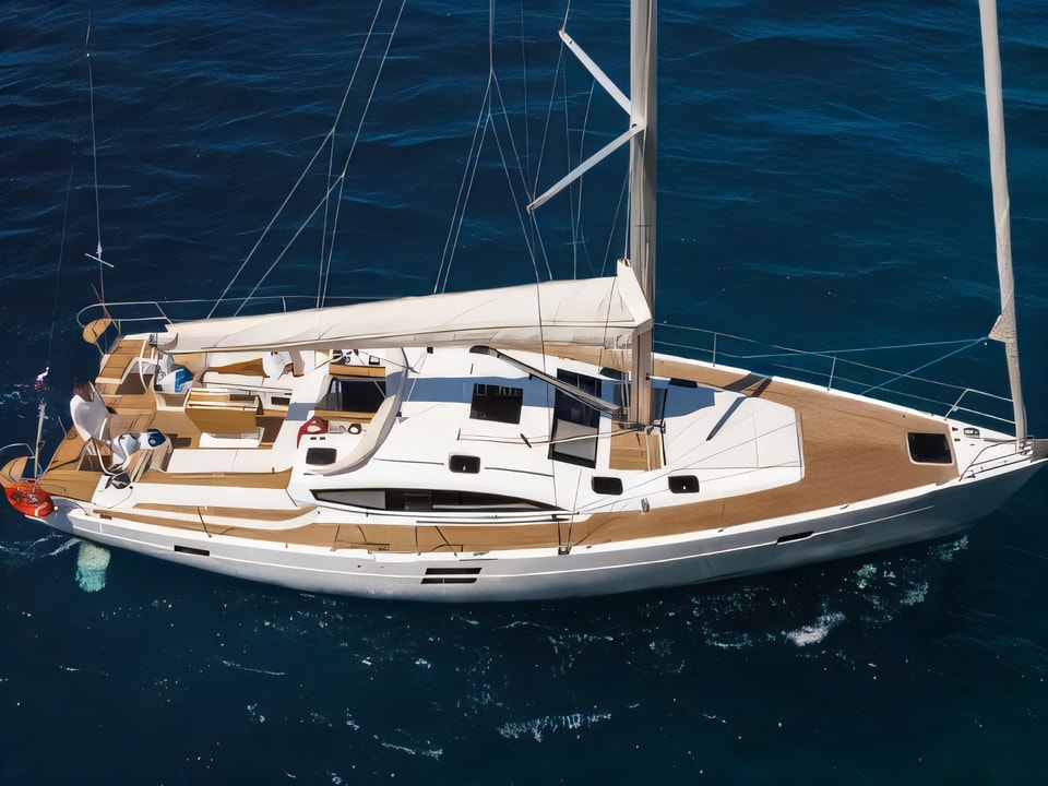 Exterior overview of Elan 50 Impression sail boat for charter from Seget Donji Marina Baotic in the Split sailing area Croatia