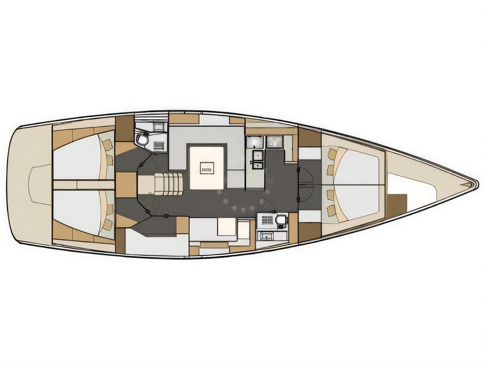 Layout of Elan 50 Impression sail boat with 6 cabins Croatia yacht charter