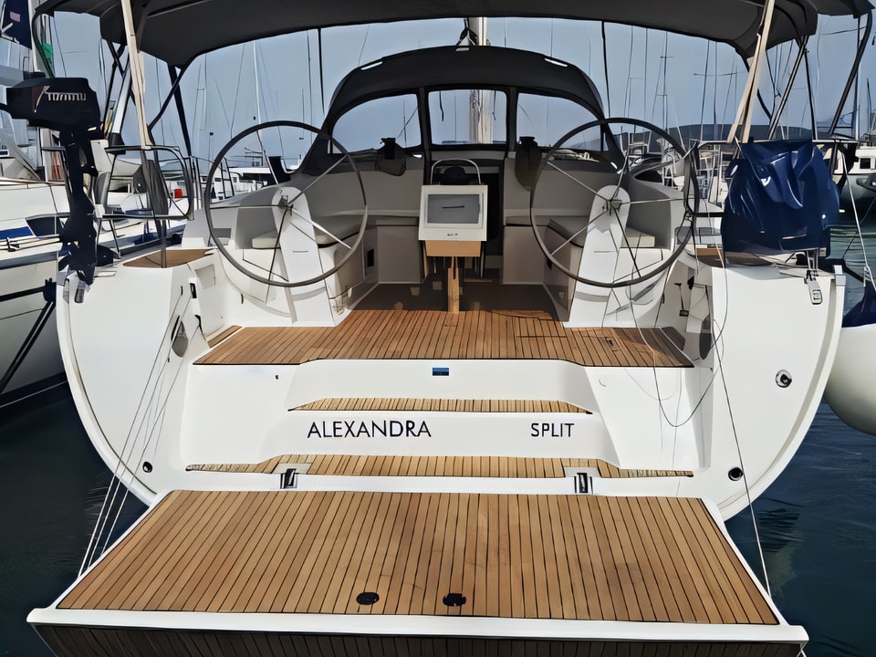 Exterior overview of Bavaria Cruiser 46 sail boat for charter from Vinodolski Novi Marina in the Istria / Kvarner sailing area Croatia