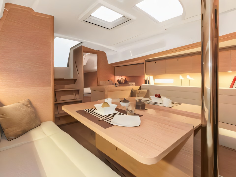 Interior of Dufour 350 Grand Large sail boat with 3 cabins Croatia yacht charter