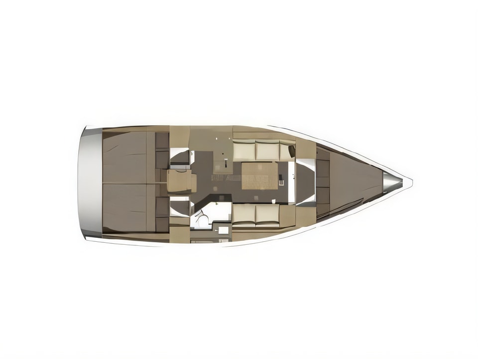 Layout of Dufour 350 Grand Large sail boat with 3 cabins Croatia yacht charter