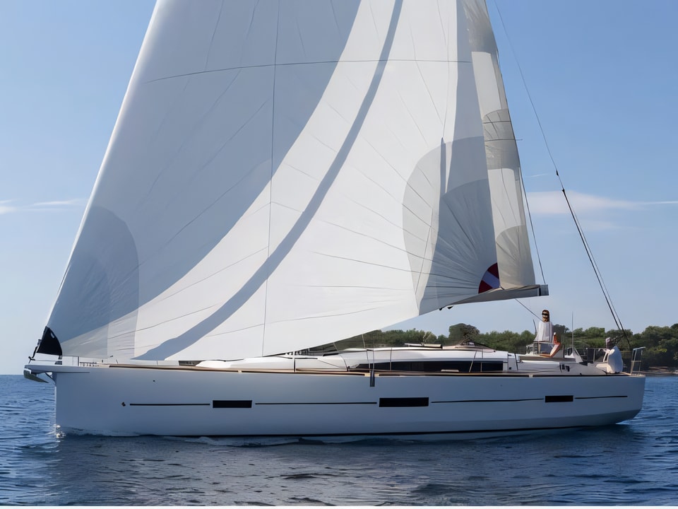 Exterior overview of Dufour 460 Grand Large sail boat for charter from Biograd Sangulin in the Zadar sailing area Croatia