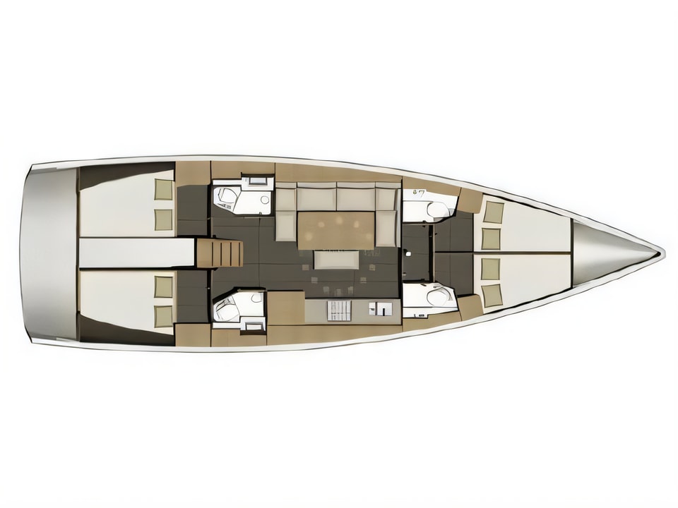 Layout of Dufour 460 Grand Large sail boat with 4 cabins Croatia yacht charter
