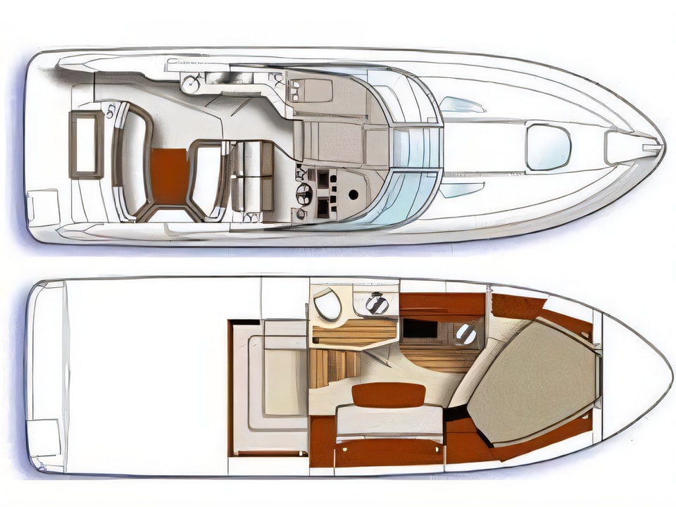 Sea Ray 335 Sundancer yacht layout 2 cabins Croatia charter