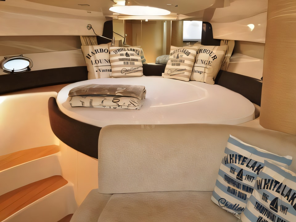 Interior of Sessa C35 motor boat with 2 cabins Croatia yacht charter