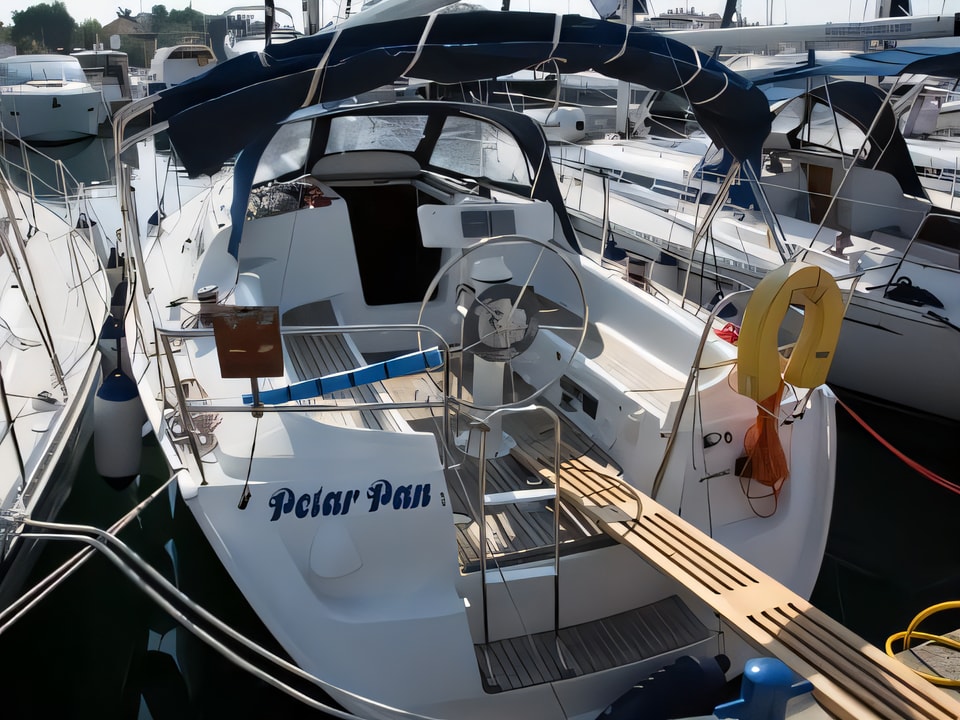 Exterior overview of Sun Odyssey 32 sail boat for charter from Biograd Marina Kornati in the Kornati sailing area Croatia