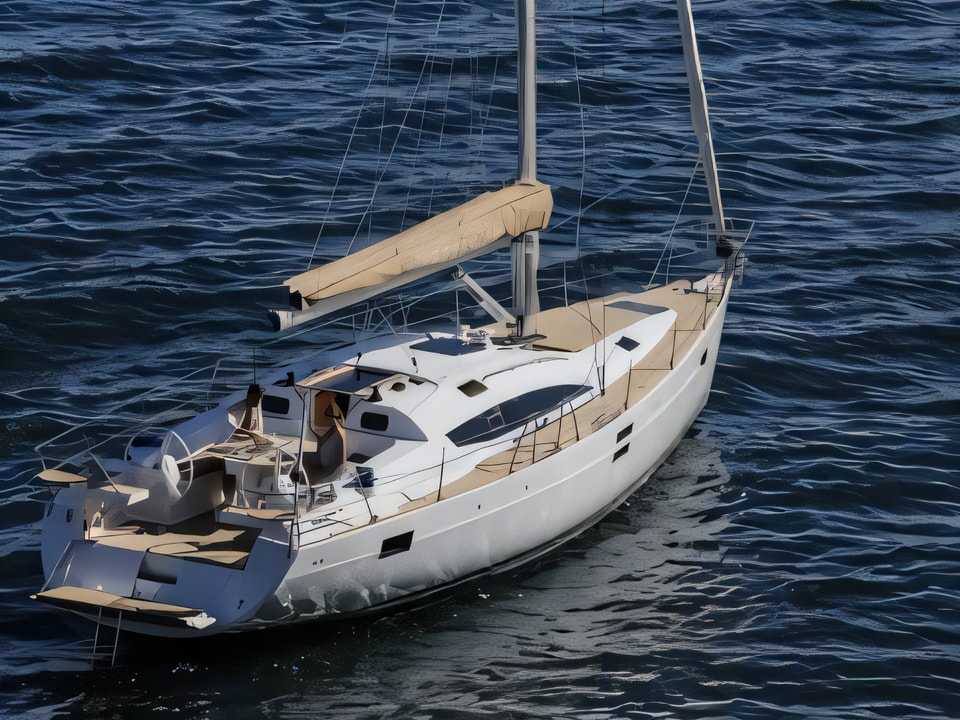 Exterior overview of Elan 45 Impression sail boat for charter from Primosten Marina Kremik in the Sibenik sailing area Croatia
