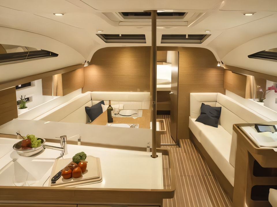 Interior of Elan 45 Impression sail boat with 4 cabins Croatia yacht charter