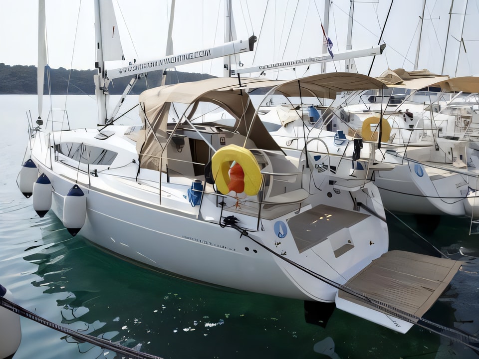 Exterior overview of Elan 35 Impression sail boat for charter from Mali Losinj in the Istria / Kvarner sailing area Croatia