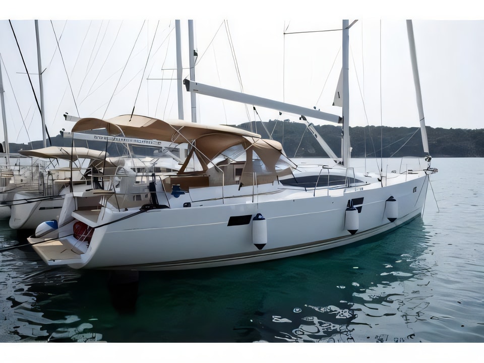 Exterior overview of Elan 50 Impression sail boat for charter from Mali Losinj in the Istria / Kvarner sailing area Croatia