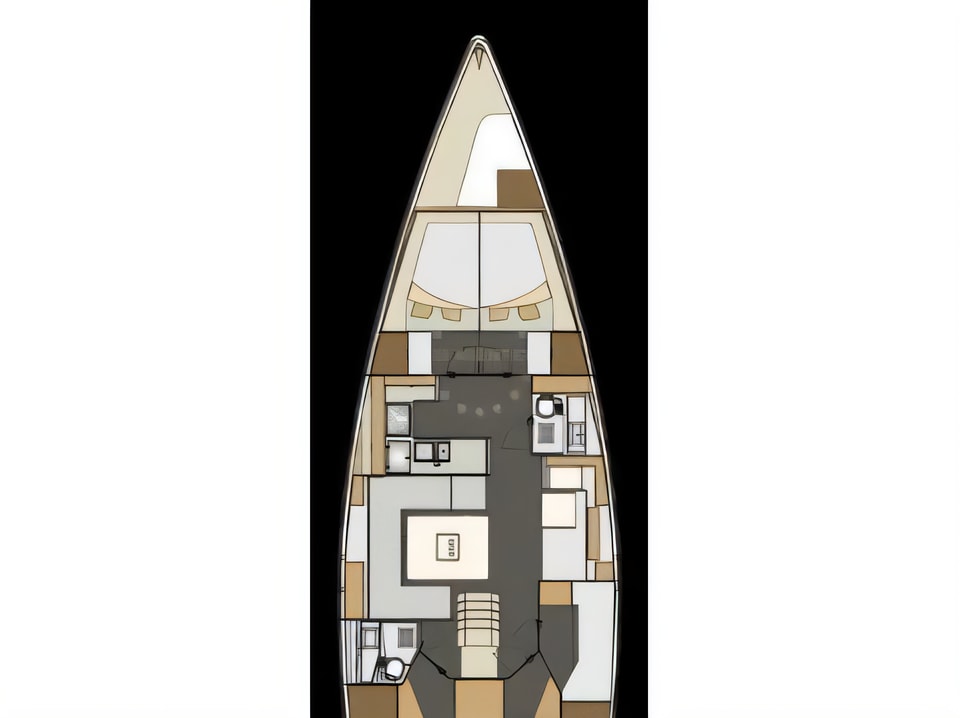 Layout of Elan 50 Impression sail boat with 5 cabins Croatia yacht charter