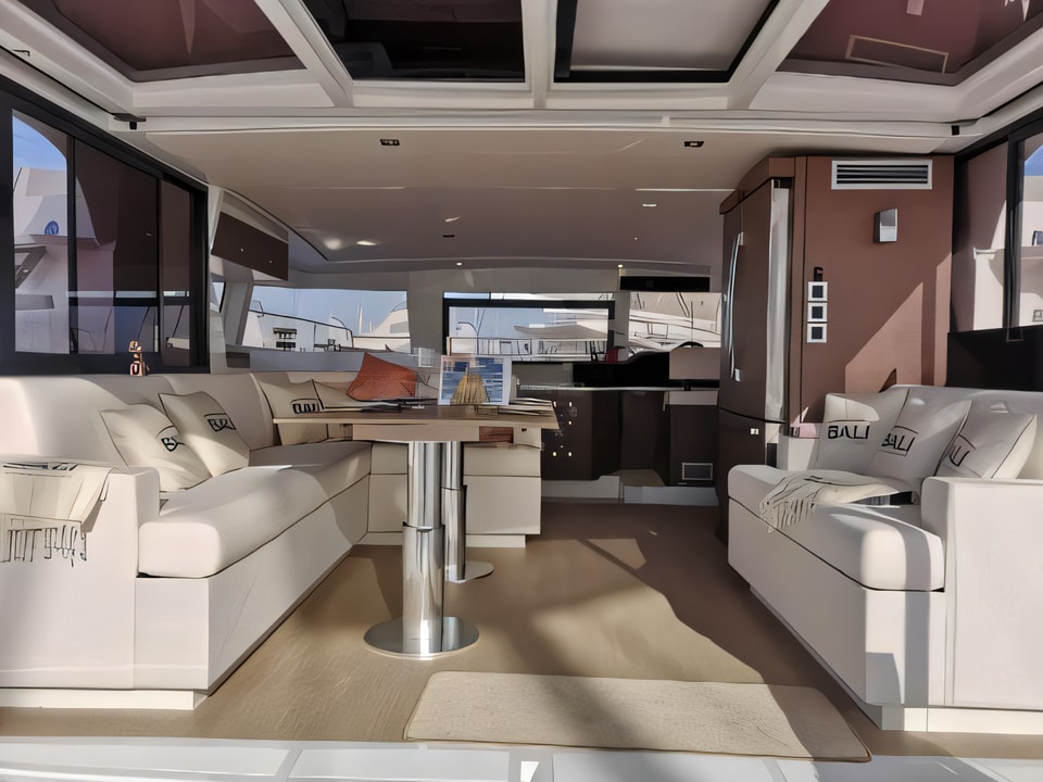 Interior of Bali 4.3 MY power catamaran with 6 cabins Croatia yacht charter