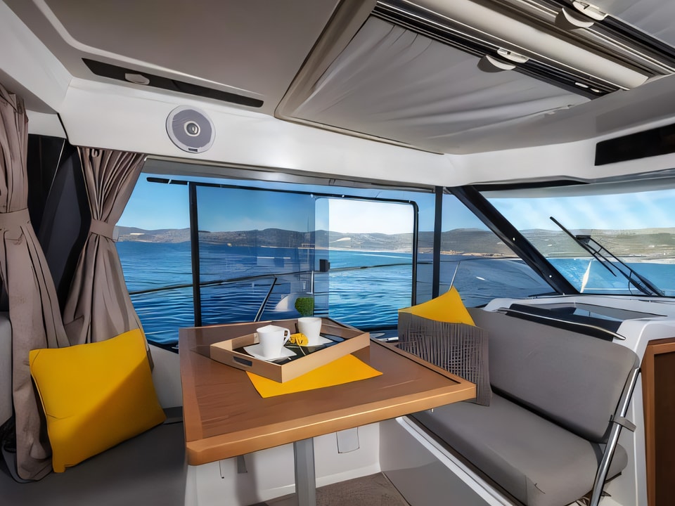 Interior of Jeanneau Merry Fisher 895 motor boat with 2 cabins Croatia yacht charter