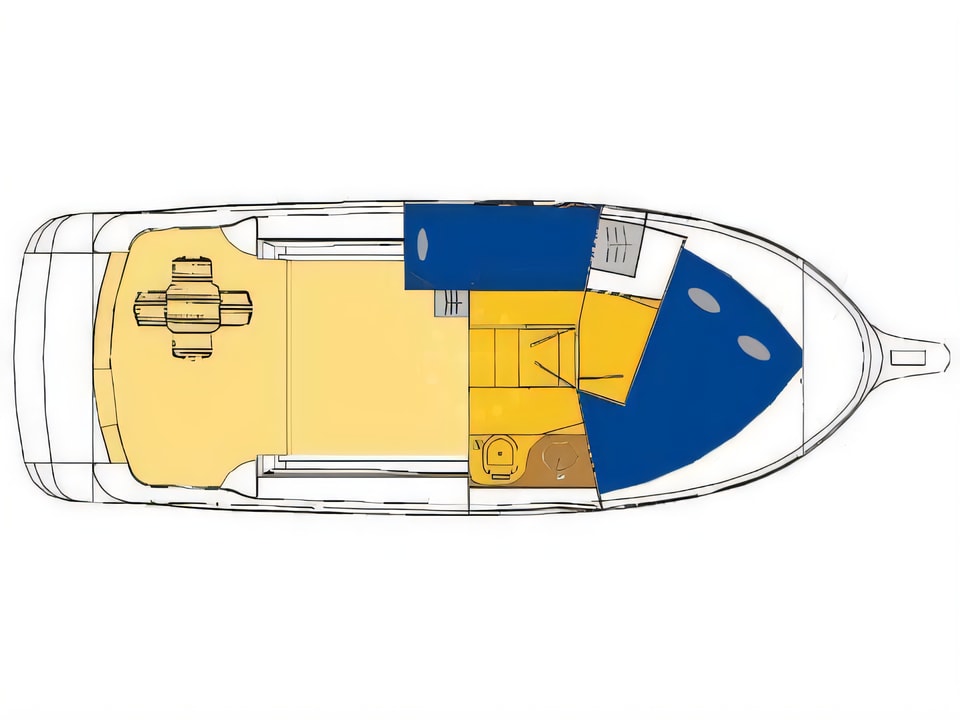Layout of VEKTOR 950 BT motor boat with 2 cabins Croatia yacht charter