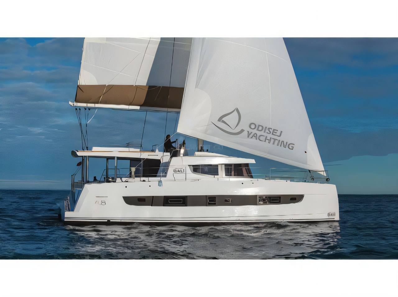 Exterior overview of Bali 4.8 catamaran for charter from Sibenik Marina Mandalina in the Sibenik sailing area Croatia