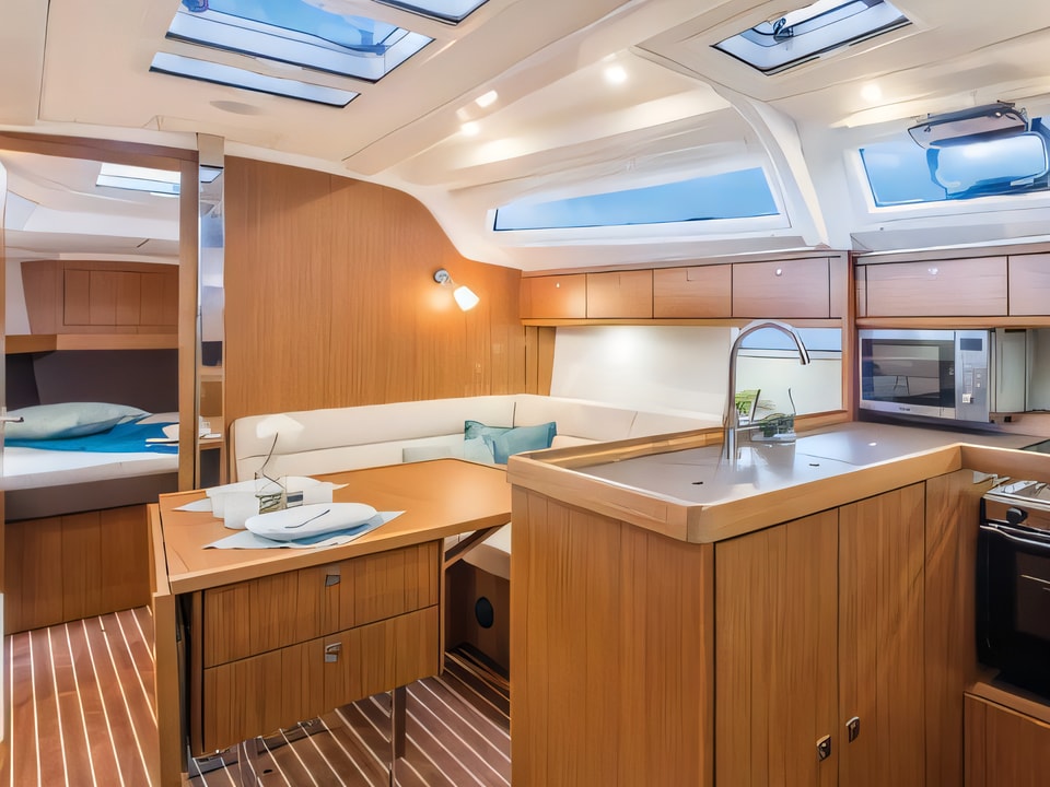 Interior of Bavaria Cruiser 37 sail boat with 3 cabins Croatia yacht charter