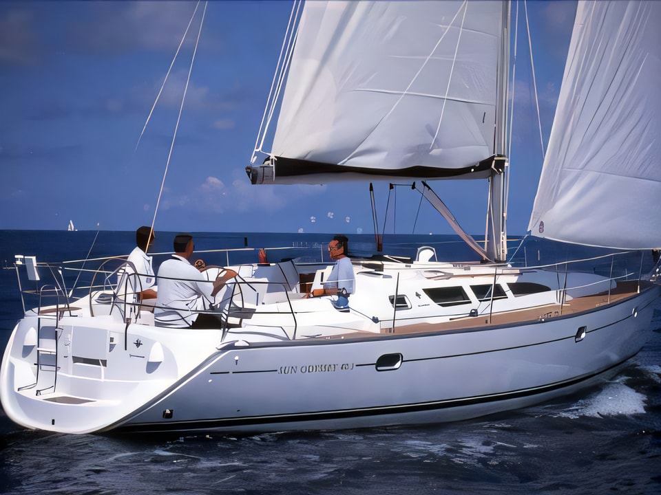 Exterior overview of Sun Odyssey 40.3 sail boat for charter from Sibenik Marina Mandalina in the Sibenik sailing area Croatia