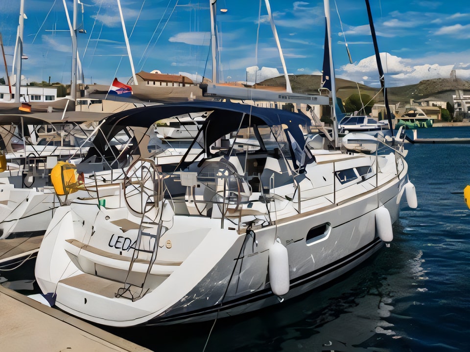 Exterior overview of Sun Odyssey 39i sail boat for charter from Sibenik Marina Mandalina in the Sibenik sailing area Croatia
