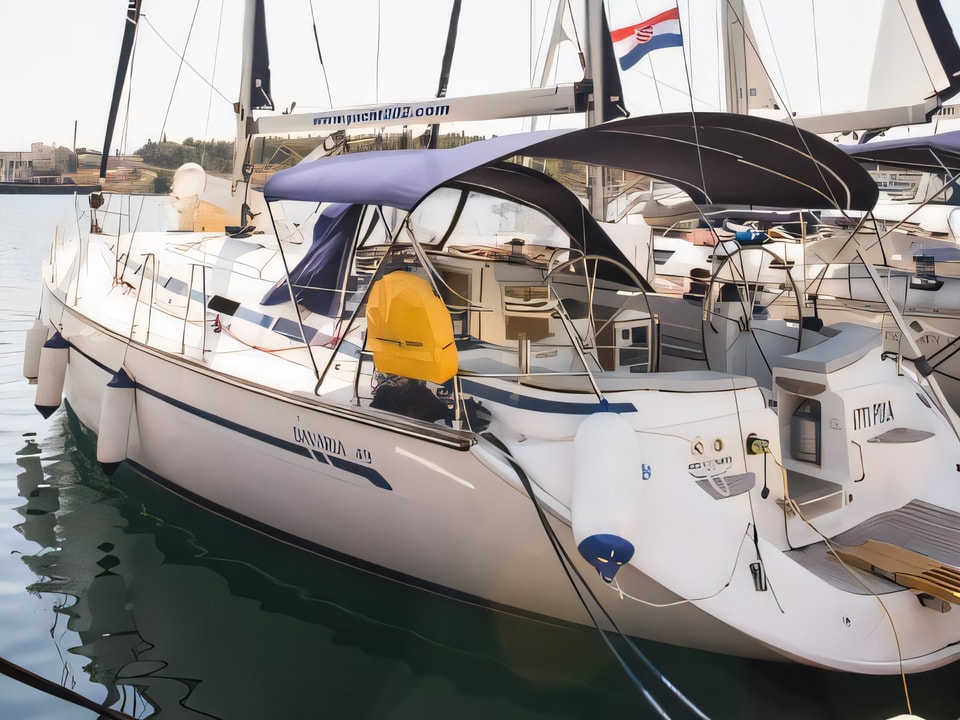 Exterior overview of Bavaria 49 sail boat for charter from Sibenik Marina Mandalina in the Sibenik sailing area Croatia