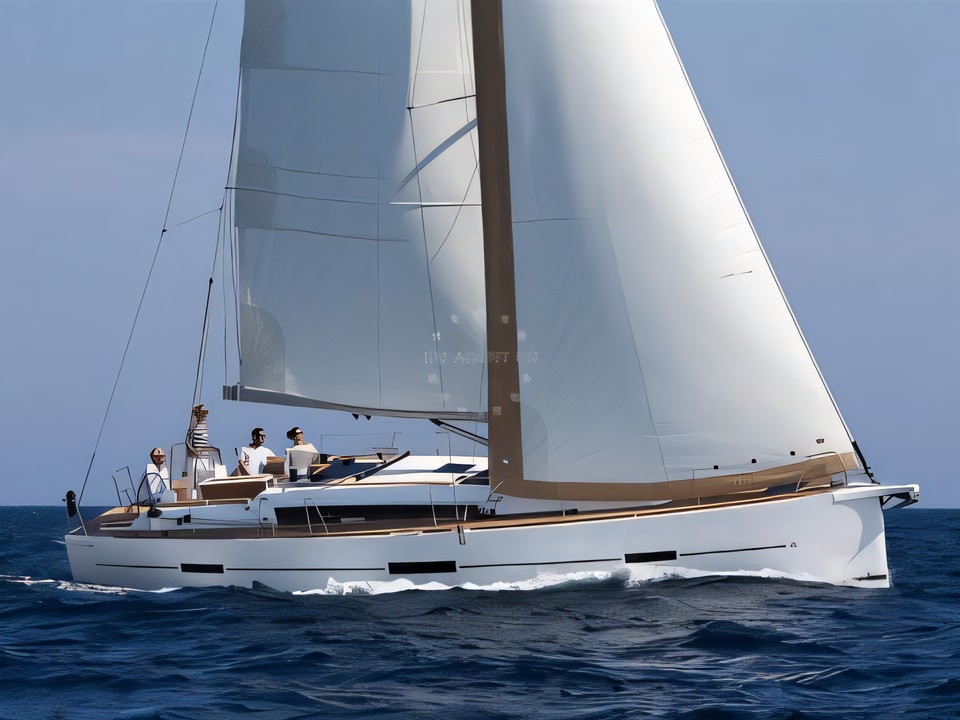 Exterior overview of Dufour 460 4 cab sail boat for charter from Sibenik Marina Mandalina in the Sibenik sailing area Croatia