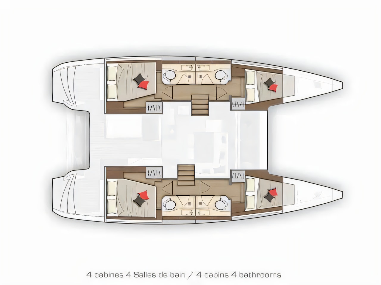 Interior of Lagoon 40 catamaran with 4 cabins Croatia yacht charter